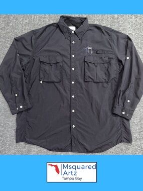Guy Harvey Bluewater Black Fishing Shirt XL Embroidered Marlin Vented Nylon